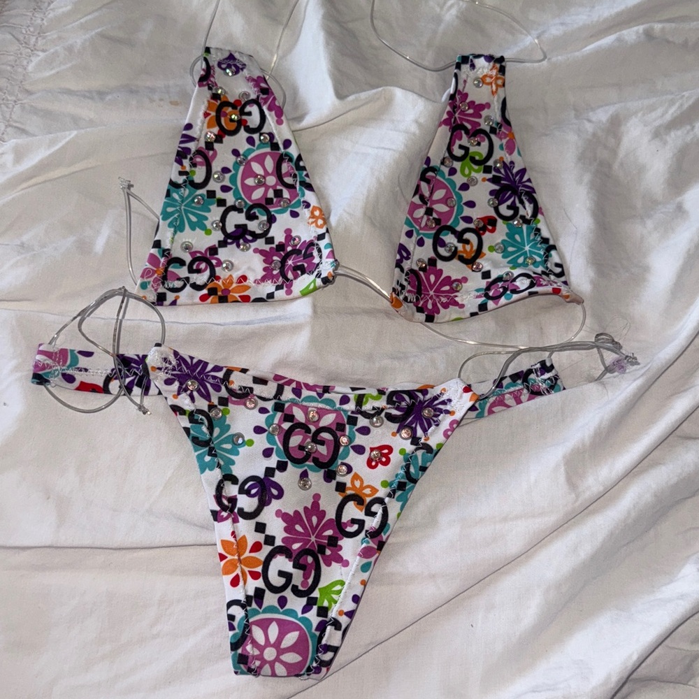 Handmade Colorful Patterned Bikini Set dancer outfit